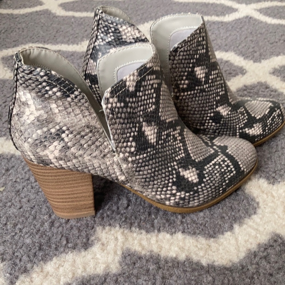 Snake print booties